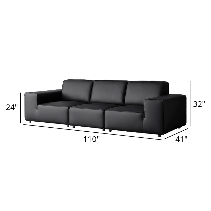 Mobilious-Vittore Top Grain Leather Black Sofa