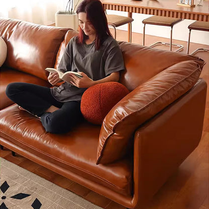 Calvía Genuine Leather Retro Straight Sofa