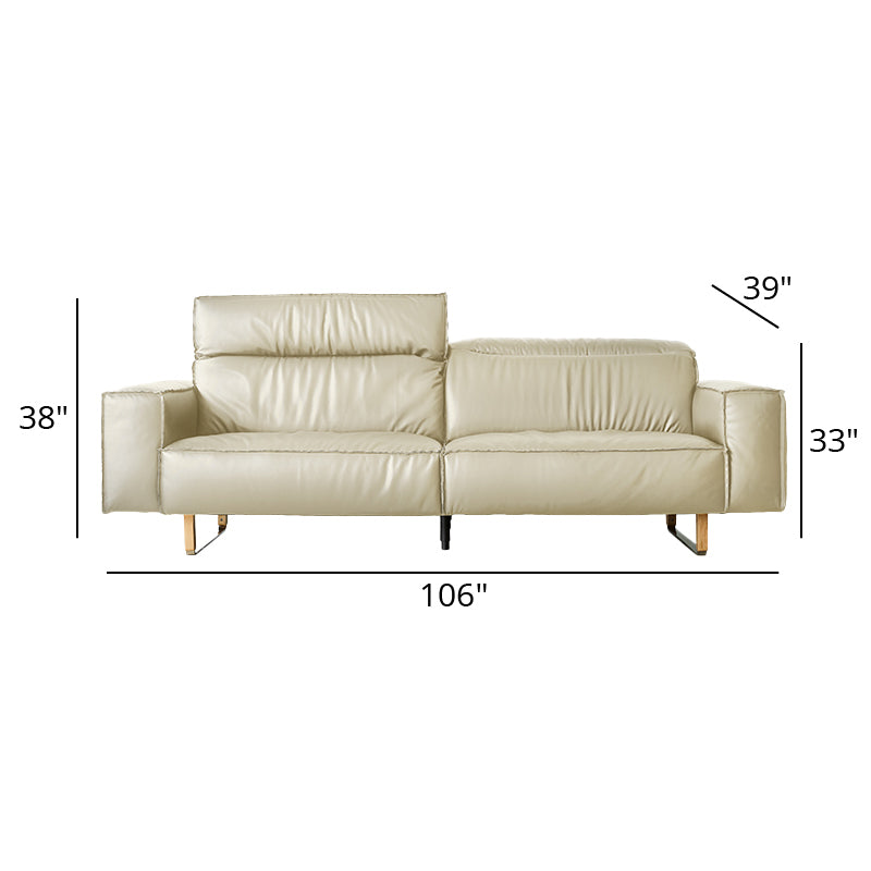 Mobilious - Treccia Top Grain Leather Straight Sofa