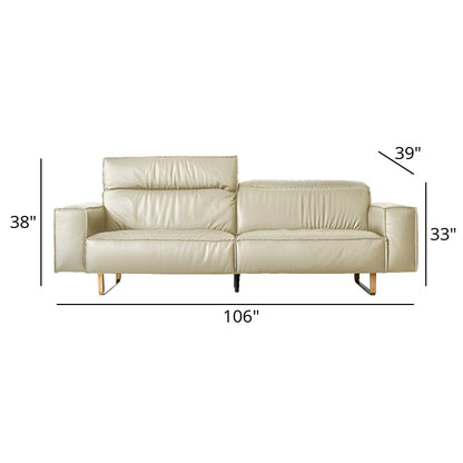Mobilious - Treccia Top Grain Leather Straight Sofa