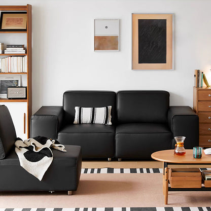 Mobilious-Vittore Top Grain Leather Black Sofa