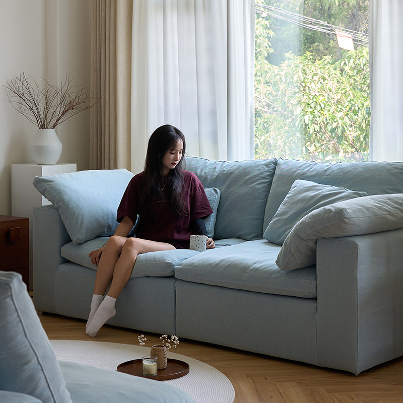 Mobilious-Nuvola Denim Slipcovered Blue Cloud Couch