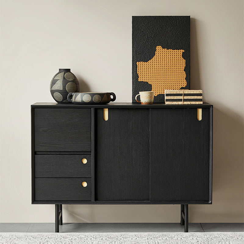 Casvera Solid Wood Black Modern Cabinet