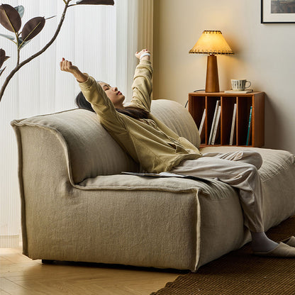 Sabi White Linen Fabric Washable Sofa