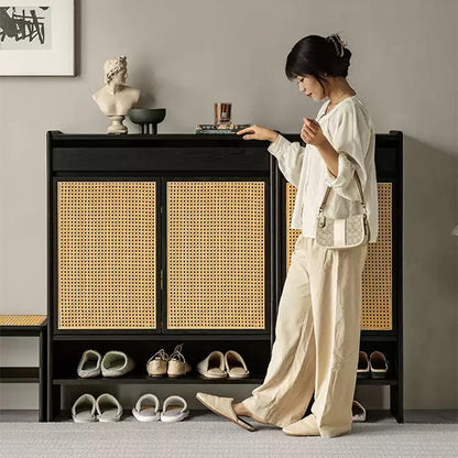 Rattanéa Solid Wood Rattan Shoe Cabinet