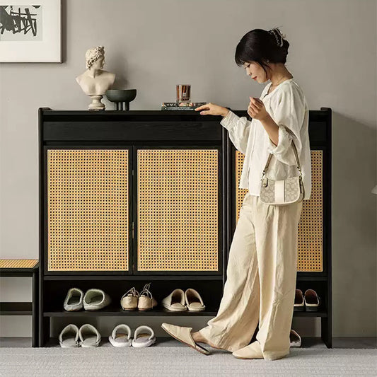 Rattanéa Solid Wood Rattan Shoe Cabinet