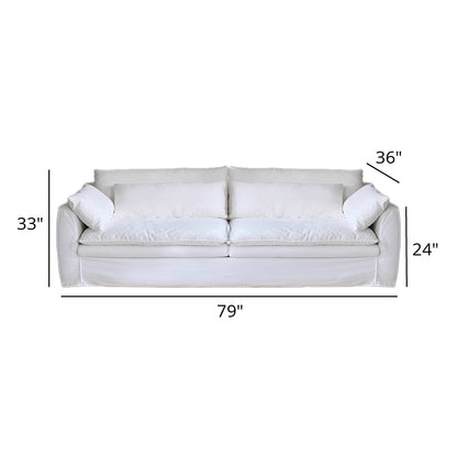 Mobilious-Fiorello Denim Slipcovered White Skirted Sofa