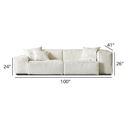 Mobilious-Armonia White Linen Fabric Washable Sofa