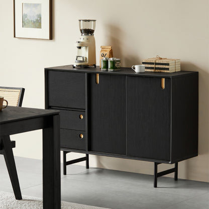 Casvera Solid Wood Black Modern Cabinet