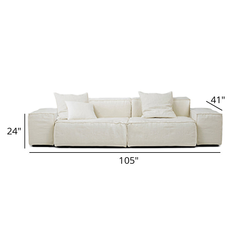 Mobilious-Armonia White Linen Fabric Washable Sofa