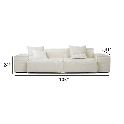 Mobilious-Armonia White Linen Fabric Washable Sofa