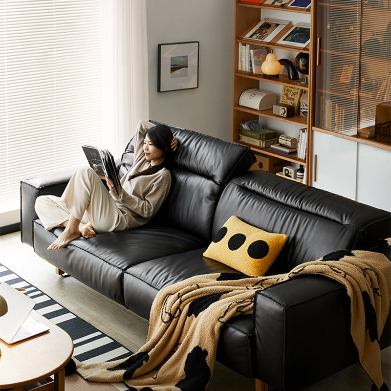 Mobilious - Treccia Top Grain Leather Straight Sofa