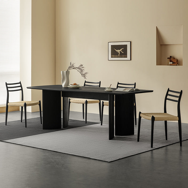 Fjeld Solid Wood Black Dining Table
