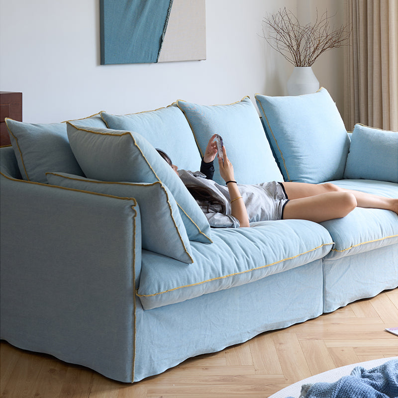Mobilious-Bluoro Slipcovered Blue Skirted Sofa
