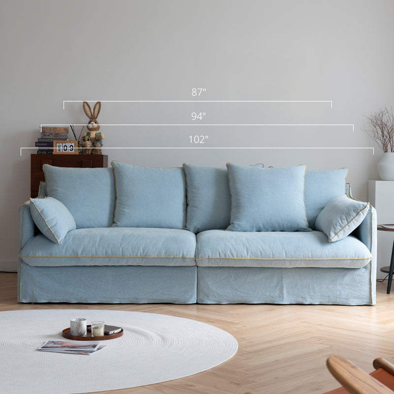 Bluoro Denim Slipcovered Blue Skirted Sofa