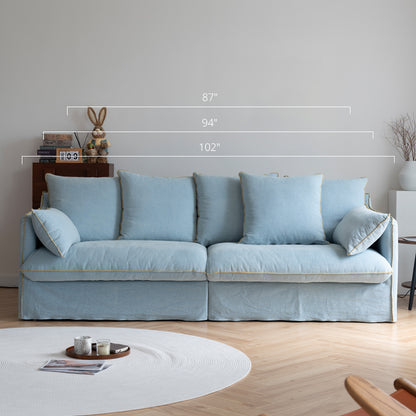 Bluoro Denim Slipcovered Blue Skirted Sofa
