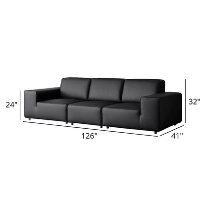 Mobilious-Vittore Top Grain Leather Black Sofa