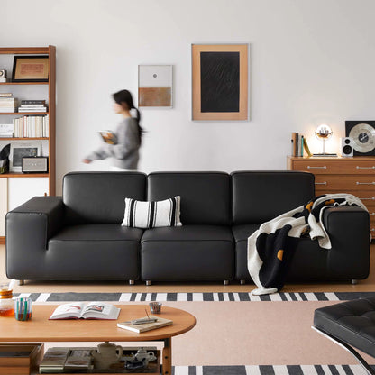 Mobilious-Vittore Top Grain Leather Black Sofa