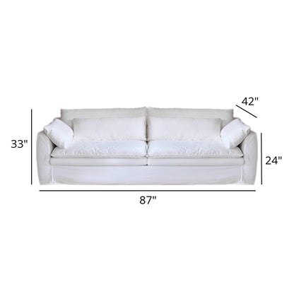 Mobilious-Fiorello Denim Slipcovered White Skirted Sofa - Plus