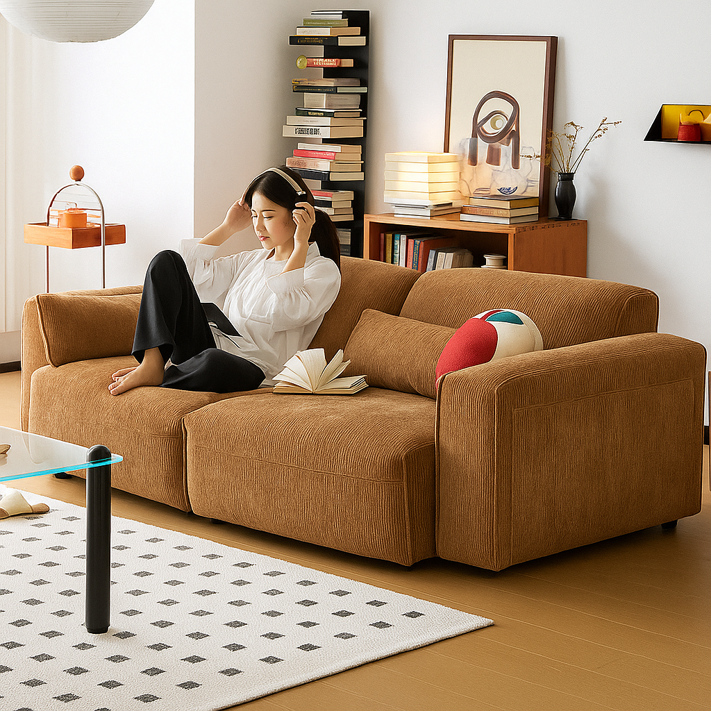 Mobilious-Kuruna Corduroy Retro Japanese Fabric Sofa