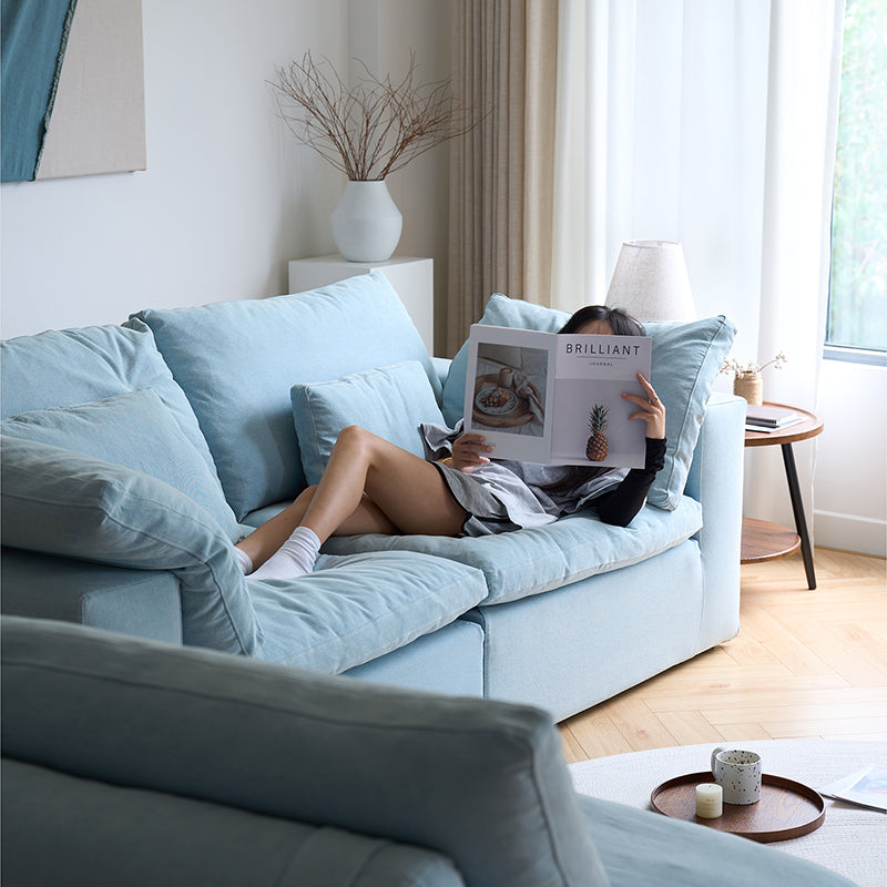 Mobilious-Nuvola Denim Slipcovered Blue Cloud Couch