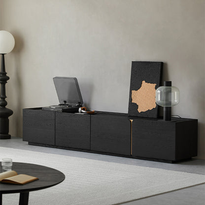 Aterra Solid Wood Black Modern TV Stand