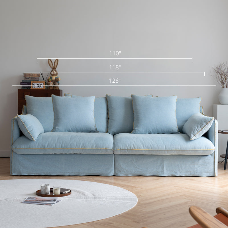 Bluoro Denim Slipcovered Blue Skirted Sofa
