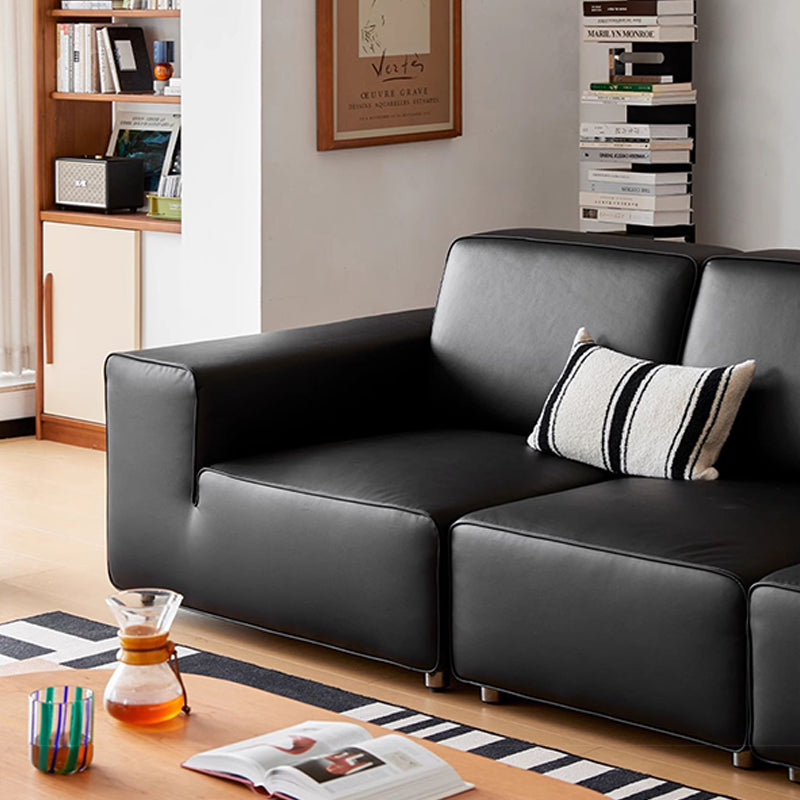 Mobilious-Vittore Top Grain Leather Black Sofa