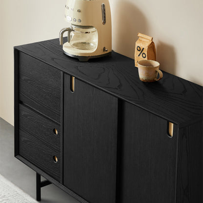Casvera Solid Wood Black Modern Cabinet