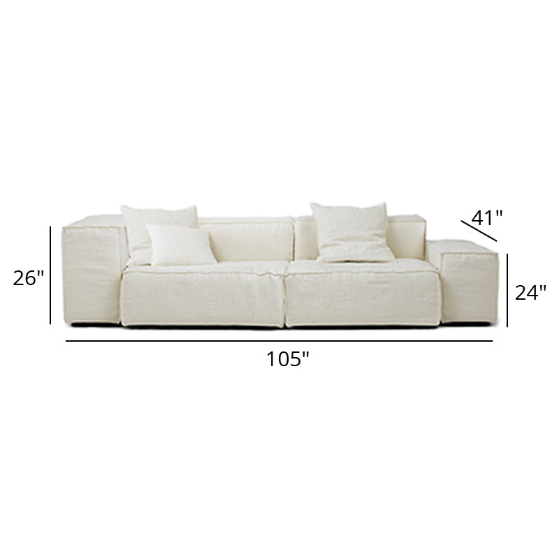 Mobilious-Armonia White Linen Fabric Washable Sofa