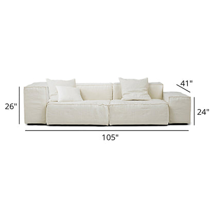 Mobilious-Armonia White Linen Fabric Washable Sofa