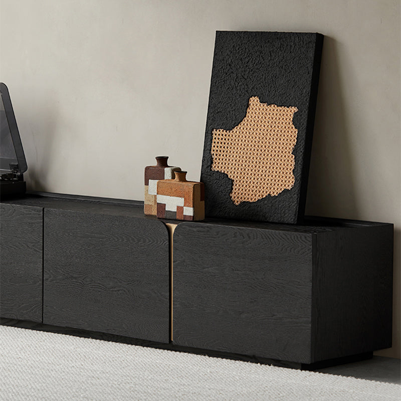 Aterra Solid Wood Black Modern TV Stand