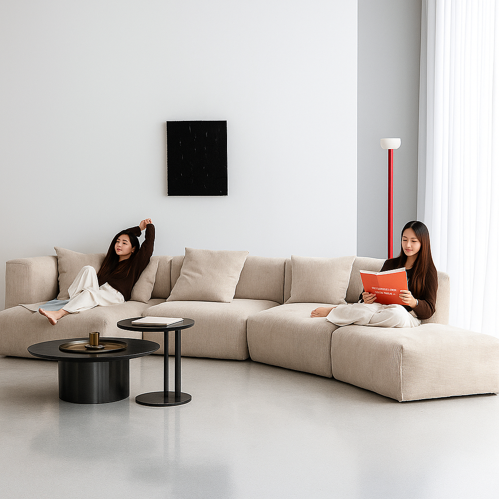 Mobilious-Velvra Corduroy Deep Seat Modular Sofa