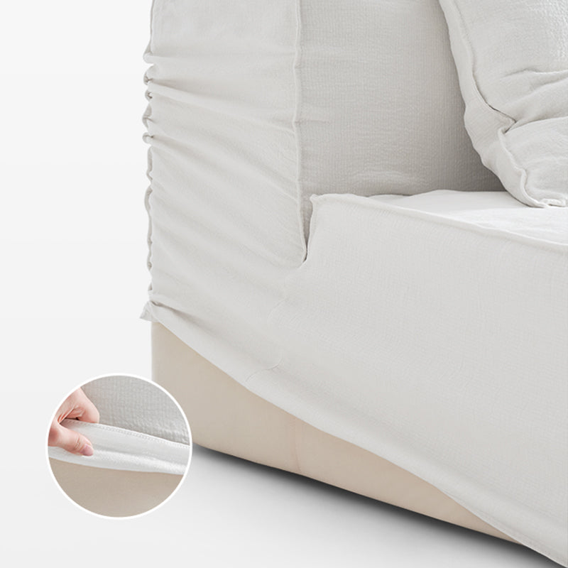 Mobilious-Armonia White Linen Fabric Washable Sofa