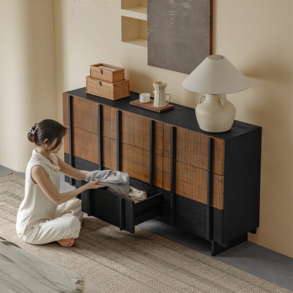 Yusa Solid Wood Black Wabi Dresser
