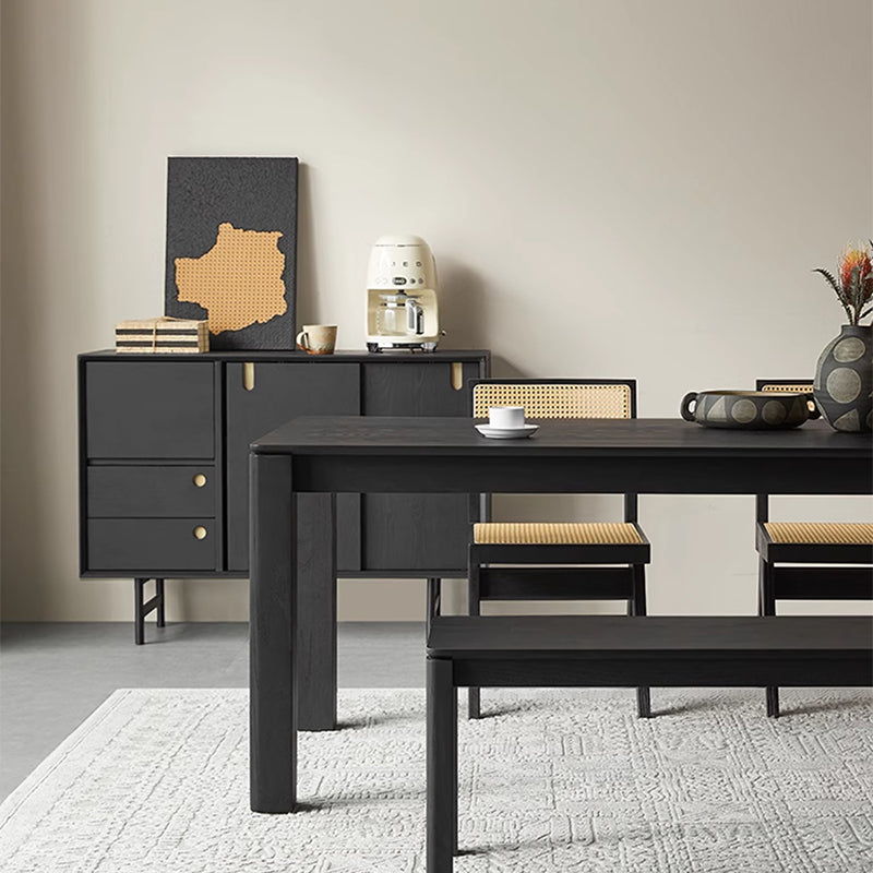 Casvera Solid Wood Black Modern Cabinet