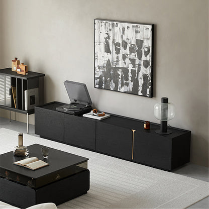 Aterra Solid Wood Black Modern TV Stand