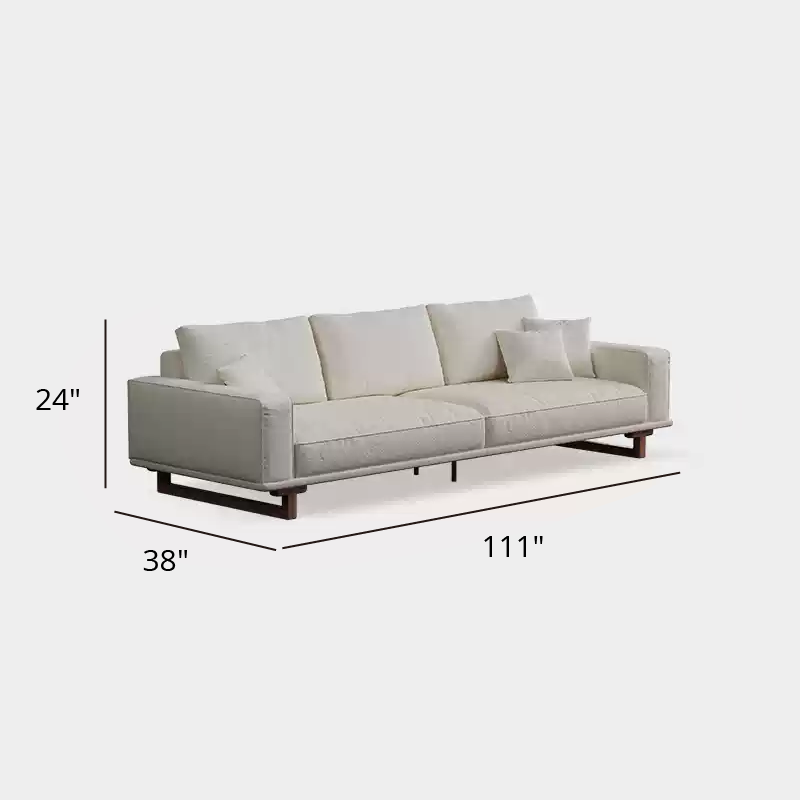 Mobilious-SABIÉRA White Bouclé Fabric Washable Sofa