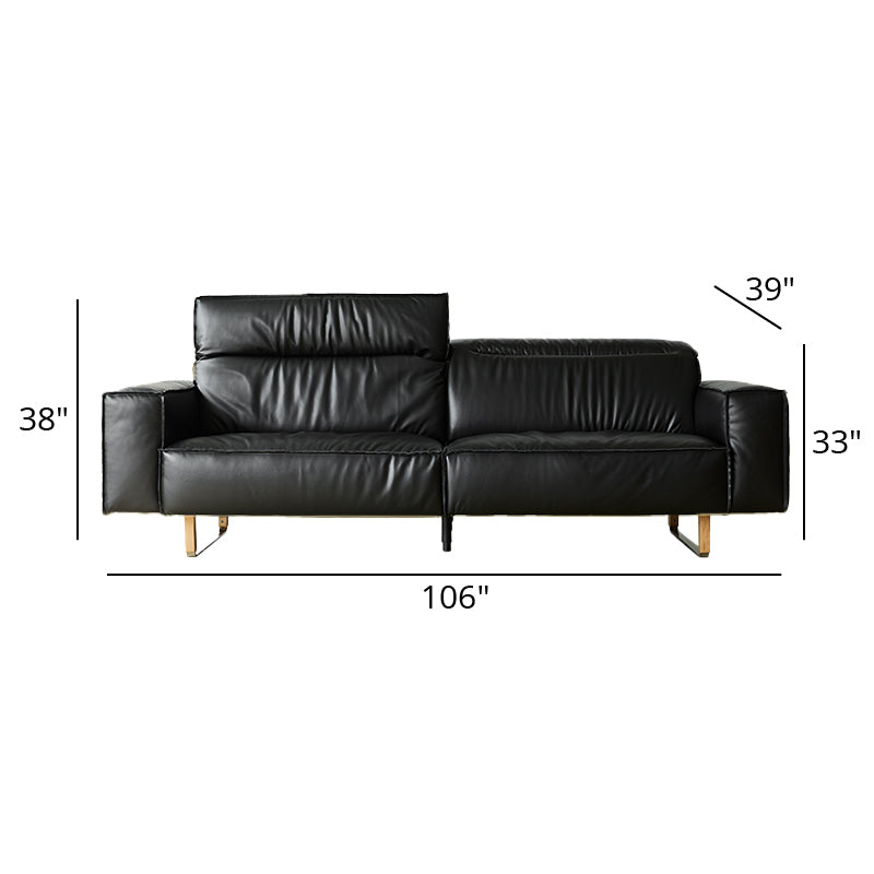Mobilious - Treccia Top Grain Leather Straight Sofa