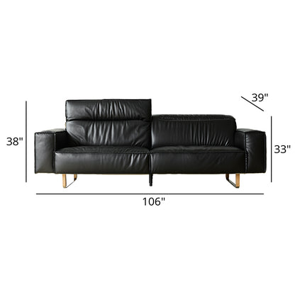 Mobilious - Treccia Top Grain Leather Straight Sofa