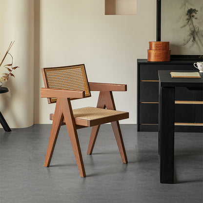 Aruna Solid Wood Modern Rattan Armchair