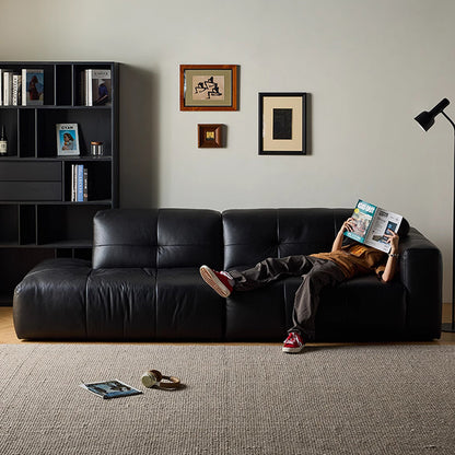 Svartlys Top Grain Leahter Straight Open Sofa