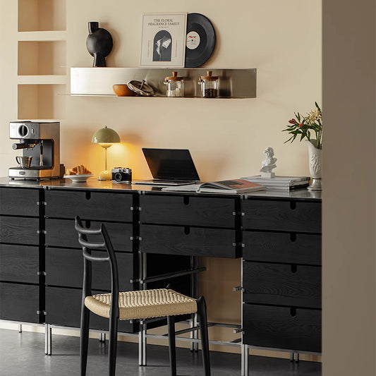 Alveo Solid Wood Black Storage Dresser