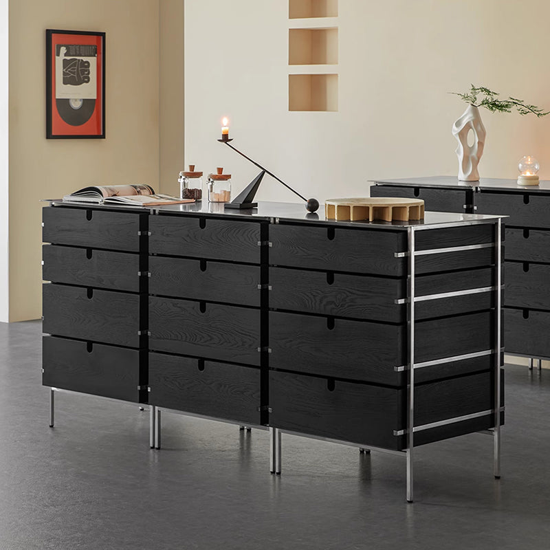 Alveo Solid Wood Black Storage Dresser