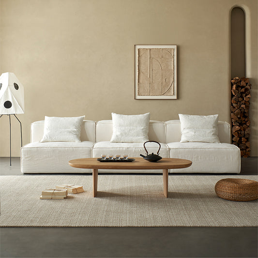 Mobilious-Armonia White Linen Fabric Washable Sofa
