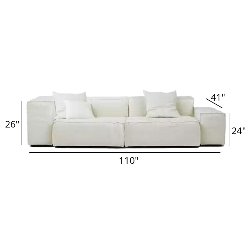 Mobilious-Armonia White Linen Fabric Washable Sofa