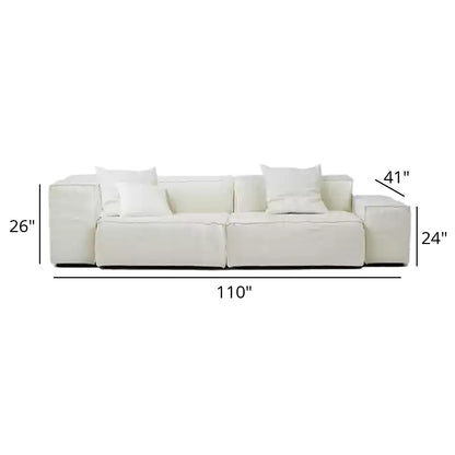 Mobilious-Armonia White Linen Fabric Washable Sofa