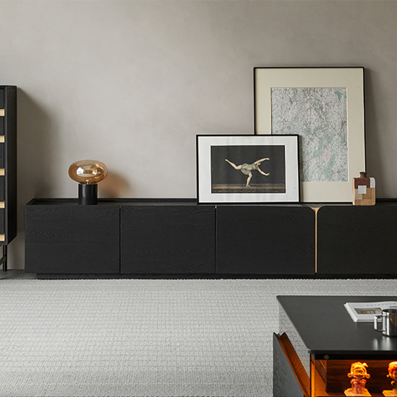 Aterra Solid Wood Black Modern TV Stand