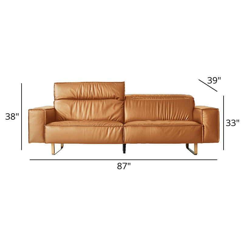 Mobilious - Treccia Top Grain Leather Straight Sofa
