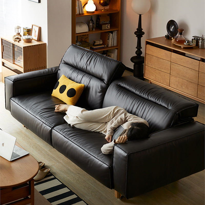 Mobilious - Treccia Top Grain Leather Straight Sofa